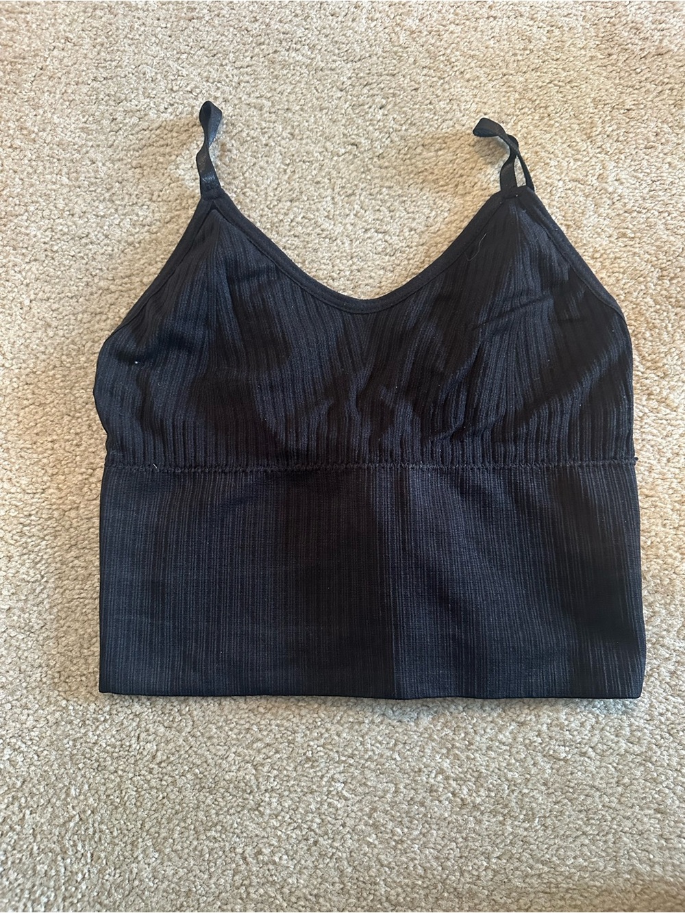 Black Ribbed Stretch Bralette Camisole